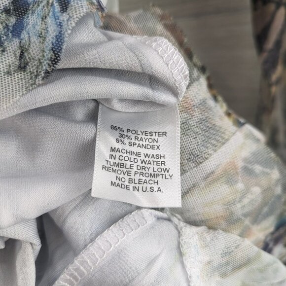 Sheer Sleeve Bling Feather Print Long Sleeve Top - Picture 9 of 11